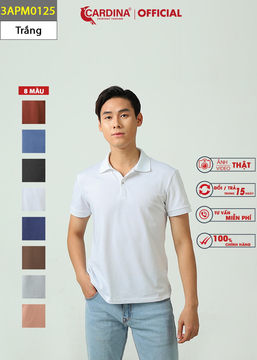 Áo Polo Nam CARDINA Chất Cotton CVC Cao Cấp Áo Thun Cổ Bẻ Cộc Tay Mềm Mại Thoáng Mát 3APM01