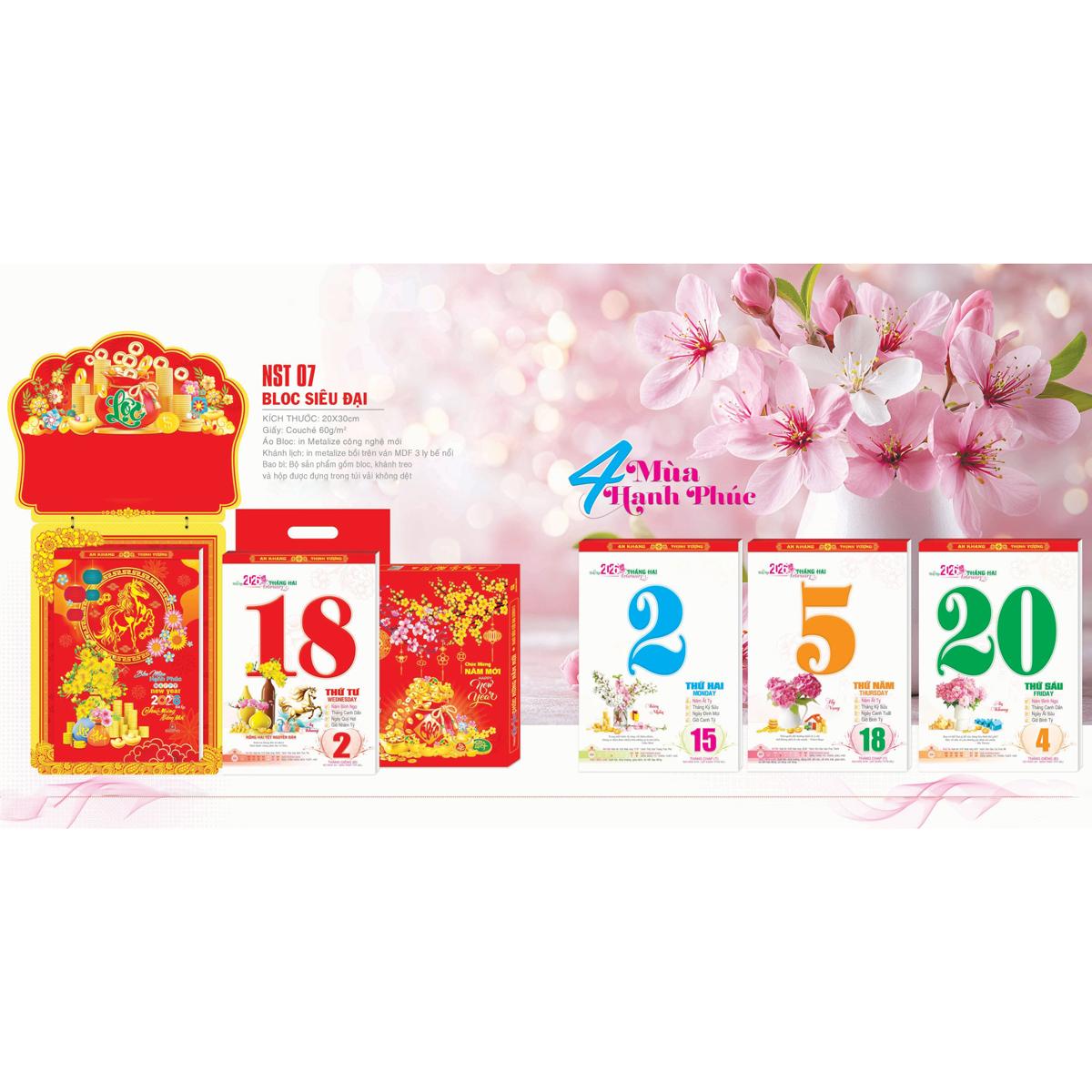 Lịch Bloc Siêu Đại 2026 - Bốn Mùa Hạnh Phúc - Sách Thời Đại STĐ-NST07
