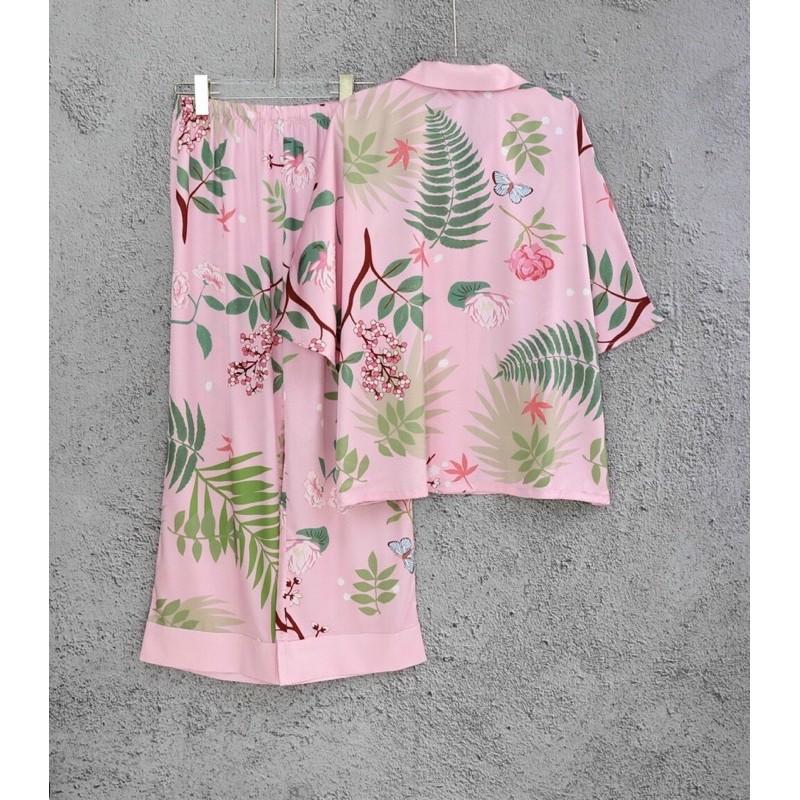 PIJAMA HOẠ TIẾT CANH DƠI TAY LỠ HỔ HỒNG CAO CẤP