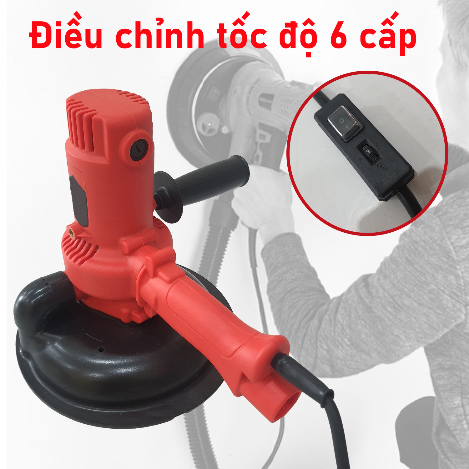 Mày chà tường SL1530 công suất 850w, đĩa mài 180mm - 6 cấp điều chỉnh tốc độ - Có hút bụi - Máy xoa tường, chà nhám tường