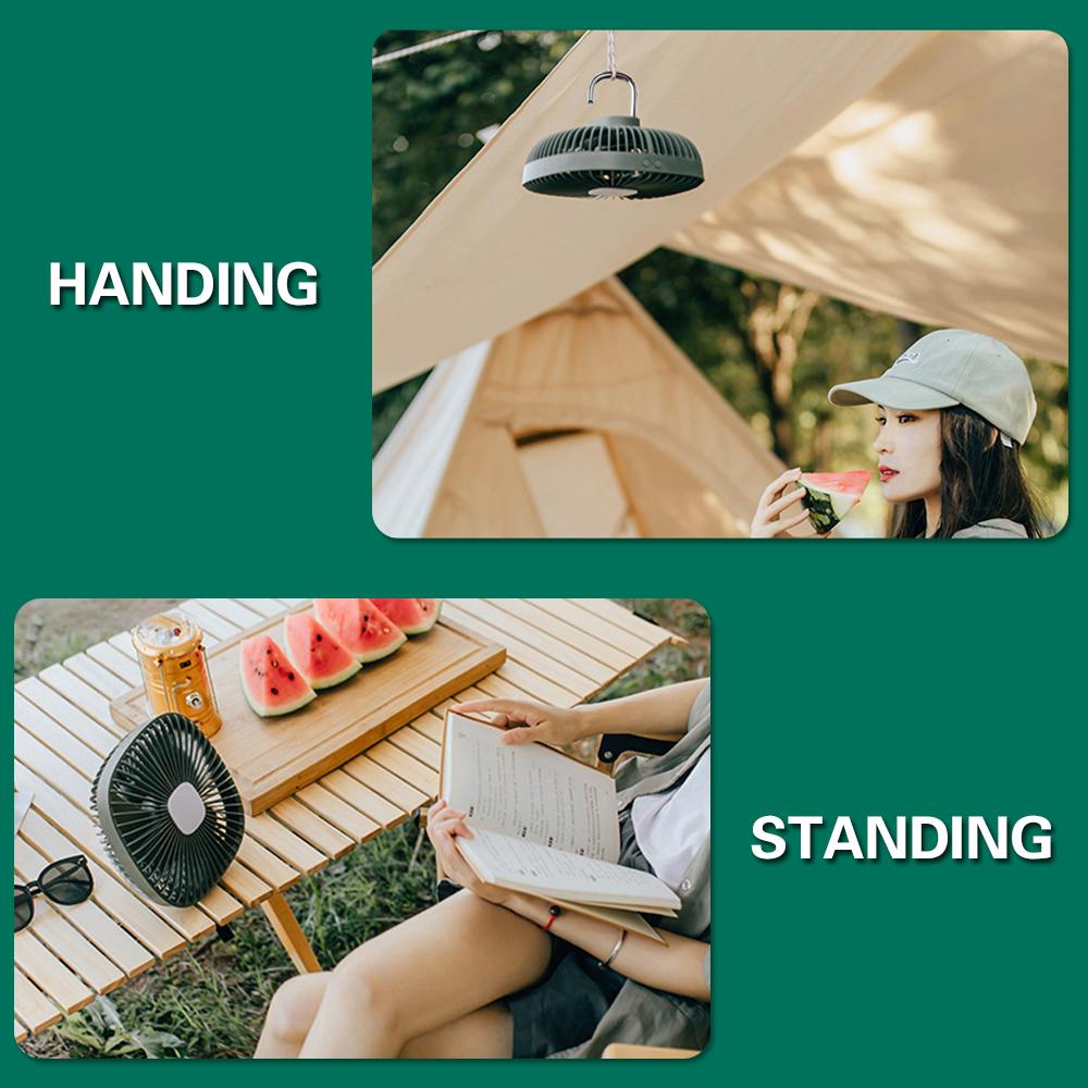 Quạt cắm trại cổng USB 4 tốc độ dạng treo với đèn LED 360 °, không ồn