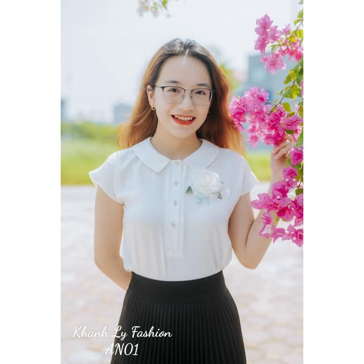 Áo Mùa Hè Họa Tiết Hoa Hồng Trắng Hàng Thiết Kế Áo Lụa Cao Cấp