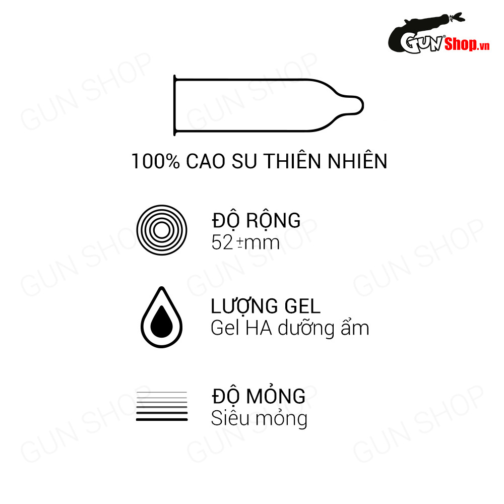 [Hộp 10 cái] Bao cao su OLO 0.01 Zero Ha For Man - Siêu mỏng, nhiều gel bôi trơn