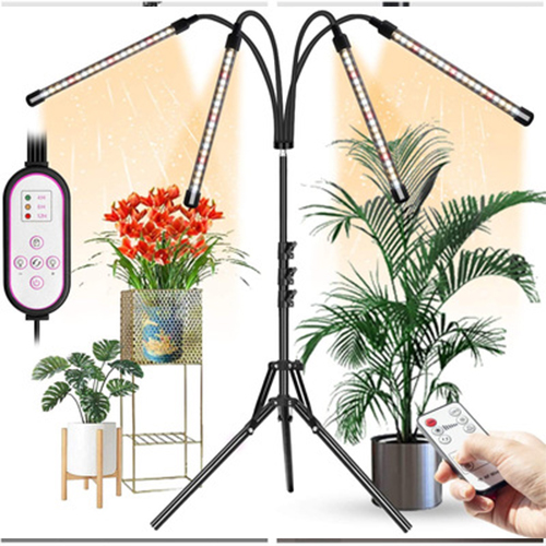 Đèn LED 4 đầu cho cây trồng, có 3 chế độ, 9 cấp độ điều chỉnh sáng cho cây phát triển