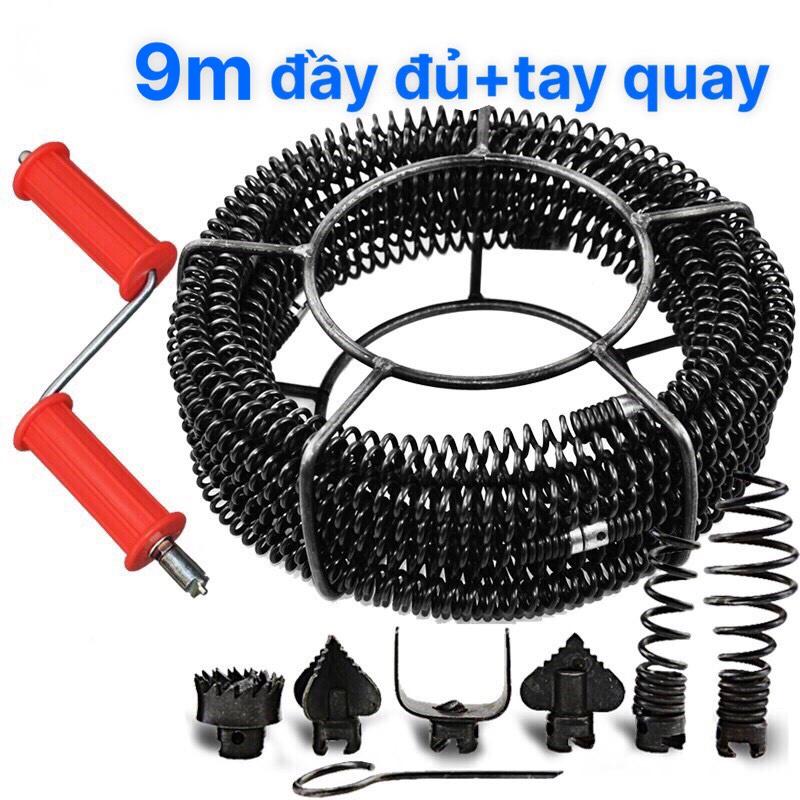 Dây thông cống dùng tay quay dài 9m phi 16 gồm 6 đầu thông + 1 tay quay