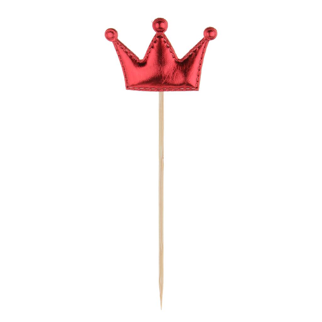 20 Pieces PU Crown Cake Topper Birthday Party Cupcake Picks Multi