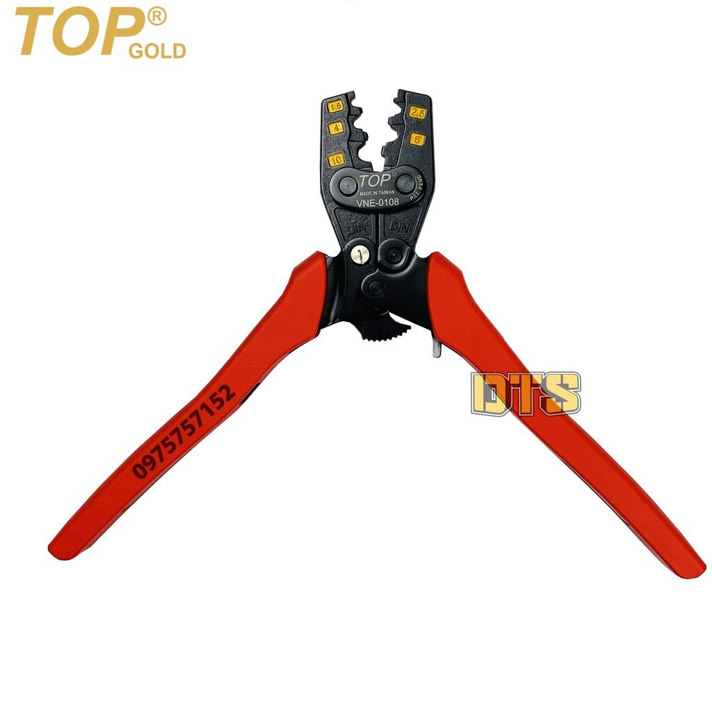 Kìm bấm cos trợ lực số 8 1.5 -> 10 mm2 TOP GOLD, tiết kiệm lực, độ chính xác cao, có nút điều độ rơ