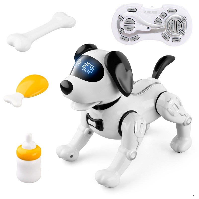 Đồ chơi chó robot điều khiển từ xa kèm pin sạc có sủa gáy, phát giọng nói đối thoại, nhảy múa thông minh cho bé