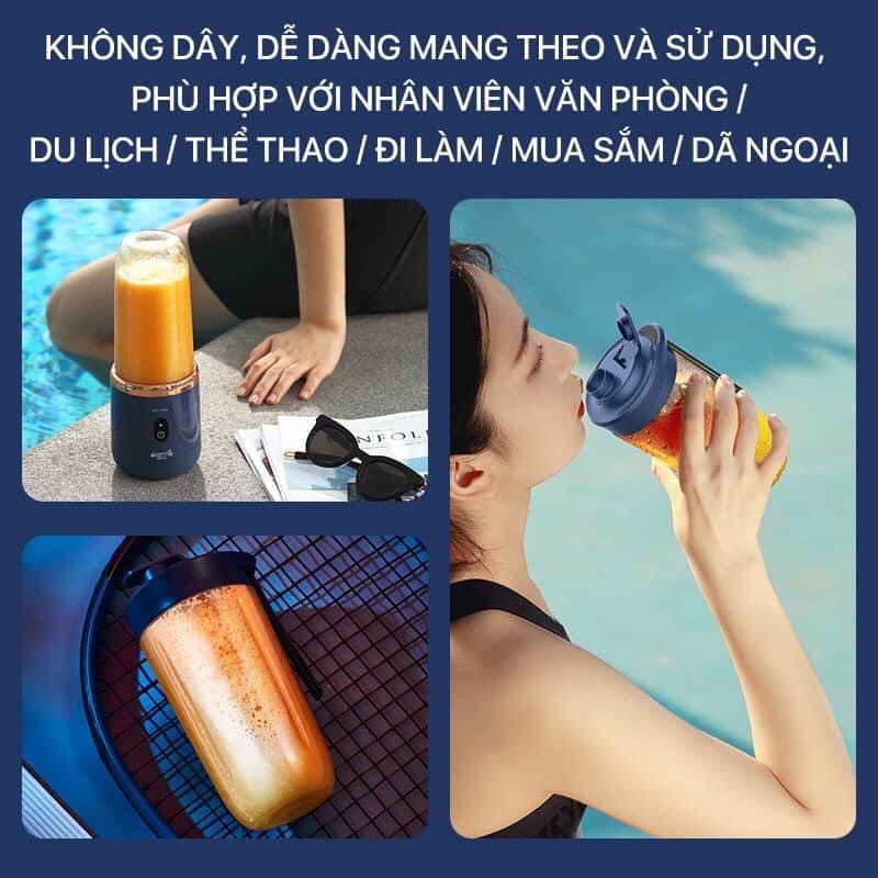 XAY SINH TỐ JUICING CUP 300ML CẦM TAY 6 LƯỠI SỬ DỤNG PIN  SẠC CỔNG USB SIÊU TIỆN ( TẶNG KÈM NẮP CỐC)