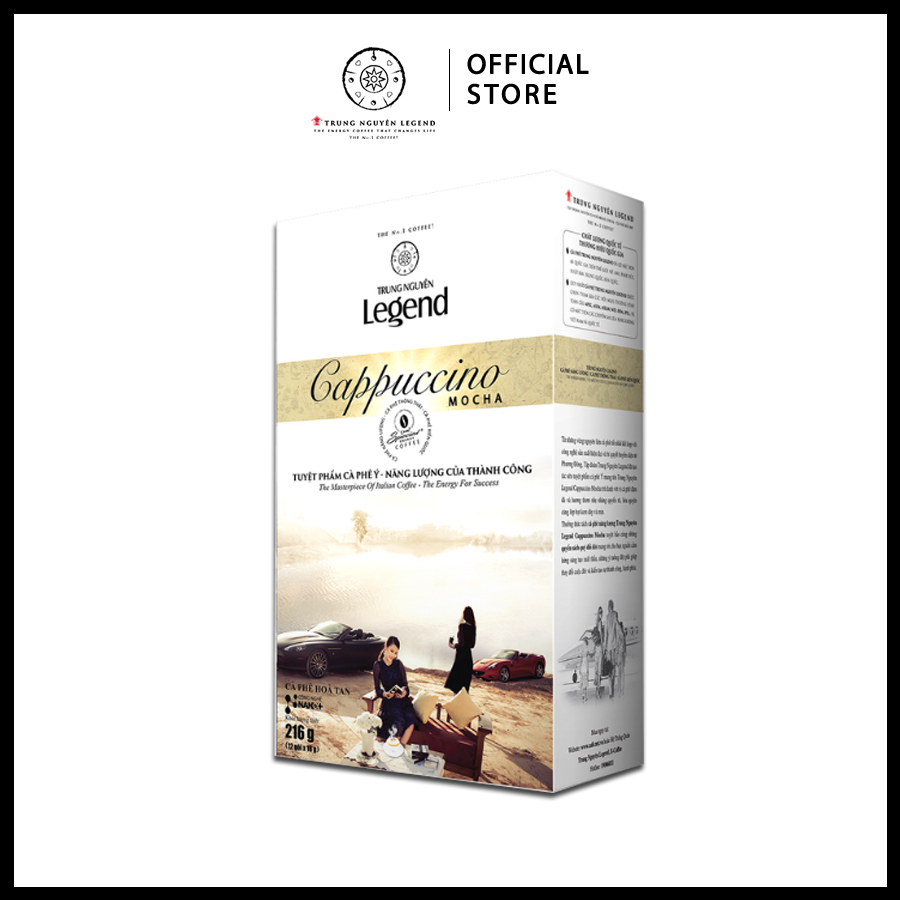 Trung Nguyên Legend - Cà phê hoà tan rang xay Cappuccino Mocha - Hộp 12 gói x 18gr có sữa