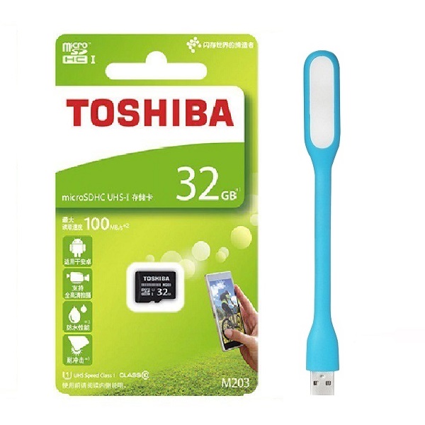 Thẻ nhớ MicroSDHC Toshiba M203 UHS-I U1 32GB 100MB/s (Đen) - Hàng chính hãng + Tặng Đèn Led