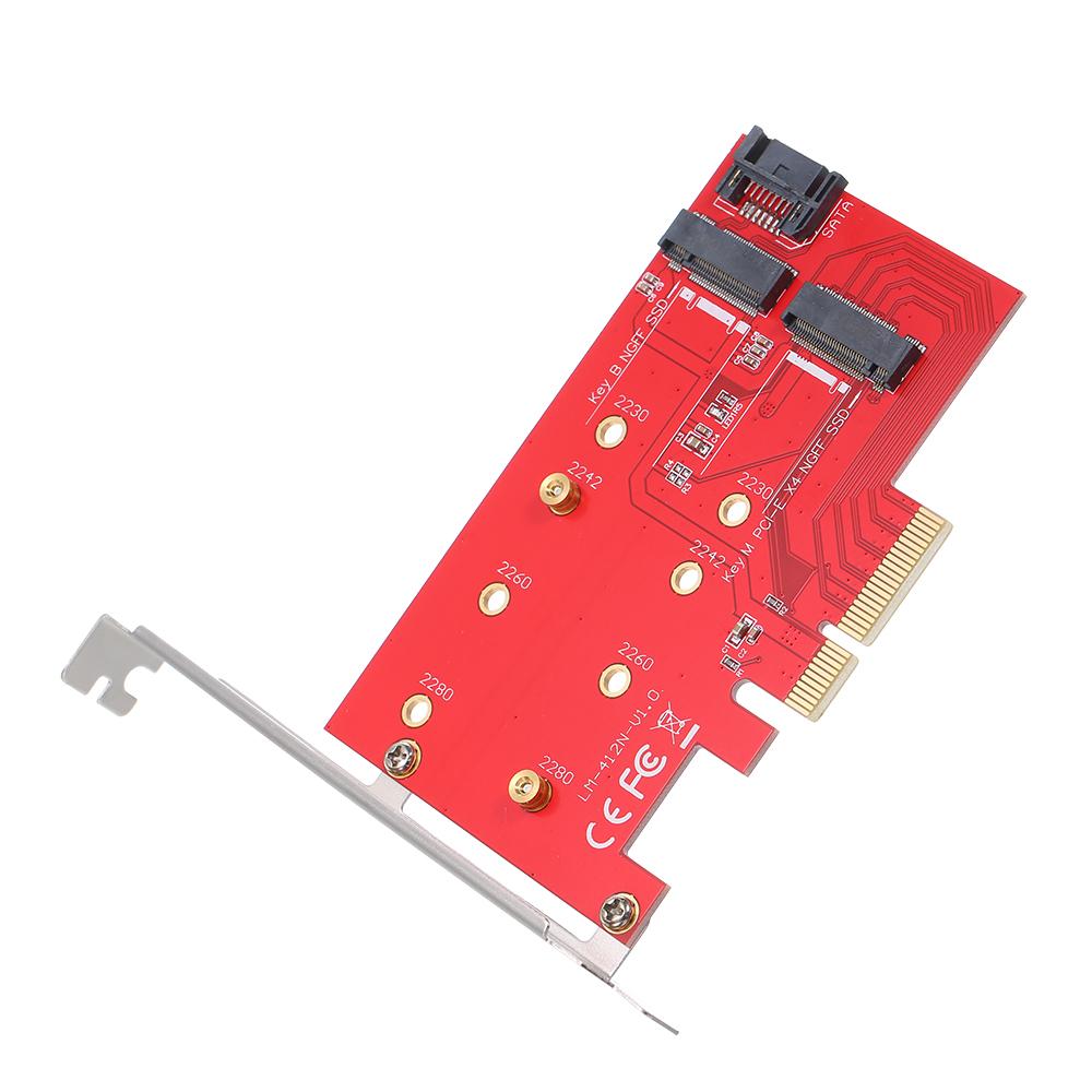 M.2 NVME NGFF SSD and B Key M Key M.2 NGFF SSD to PCI-E Express x4 Adapter Dual Slots