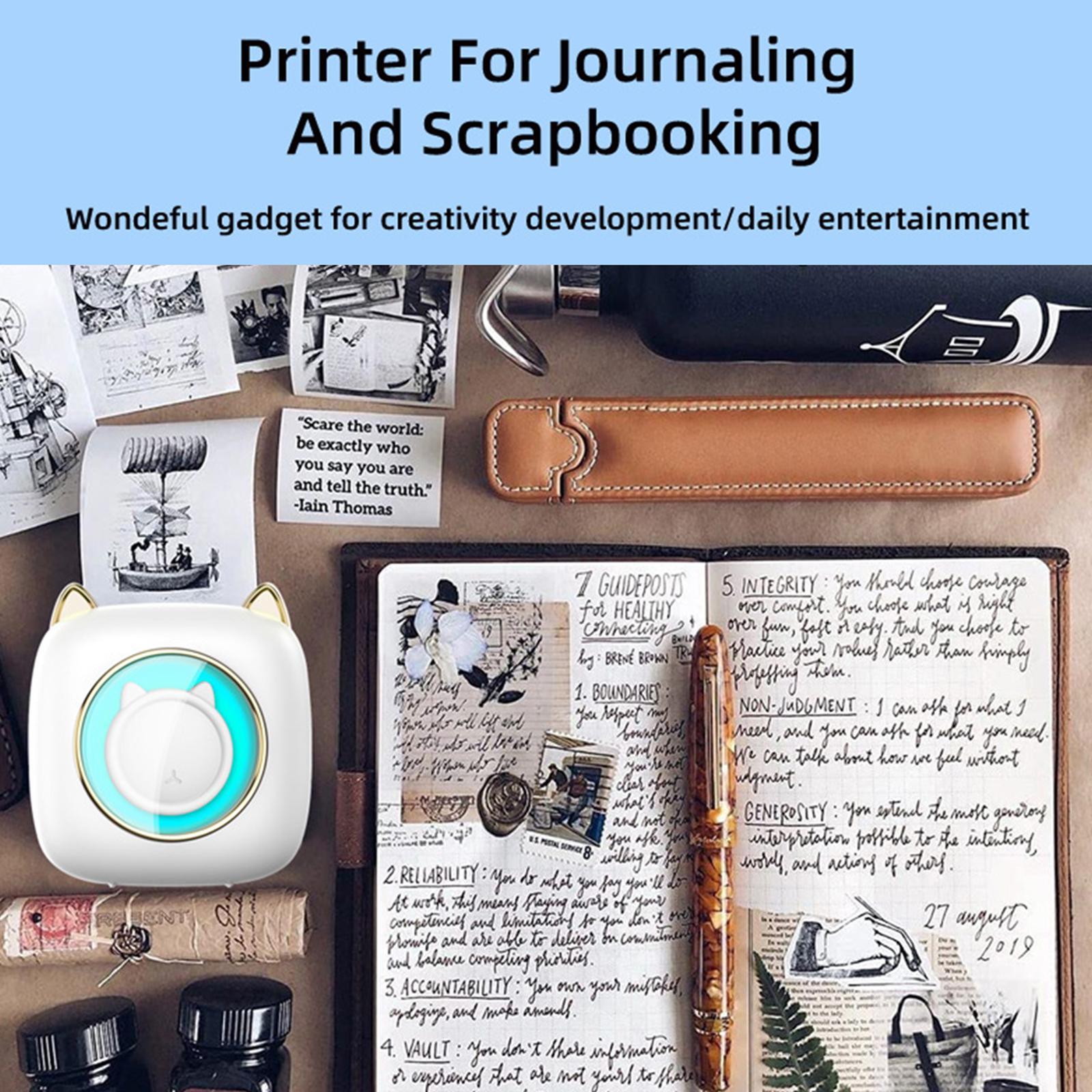 Mini Pocket Printer, 200DPI Rechargeable Portable Printer Thermal Photo Printer for Mobile Notes Stickerreceipt Paper List