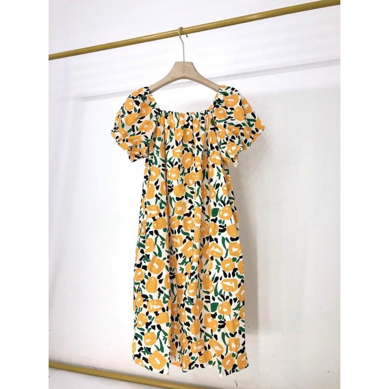 Váy maxi hoa cúc vàng nổi bật