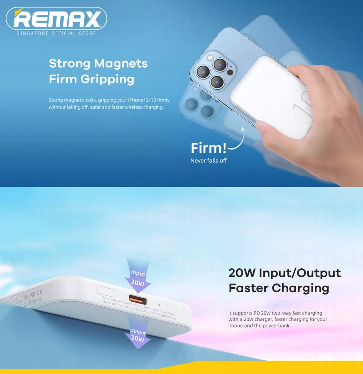 Hình ảnh Sạc dự phòng không dây từ tính Remax RPP-65, 10000mAH hỗ trợ sạc nhanh PD20W - Hàng Chính Hãng