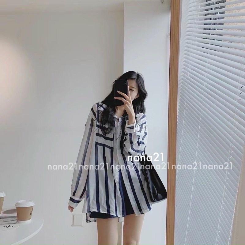 Áo sơmi kẻ sọc voan mỏng