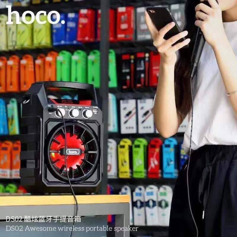 Loa Bluetooth Karaoke HOCO DS02 kèm 1 micro có dây  - Hàng nhập khẩu