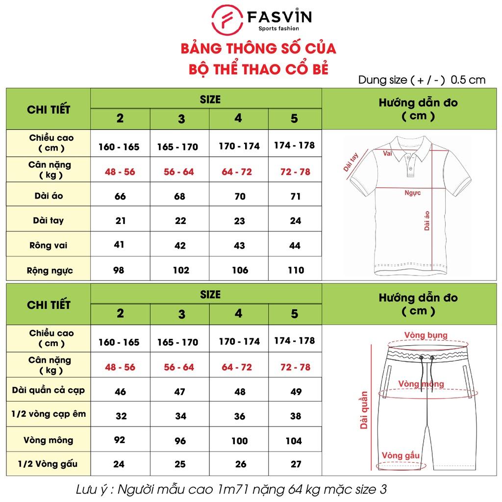 Bộ quần áo thể thao nam Fasvin AB20279.HN cộc tay cổ bẻ vải thể thao mềm nhẹ co giãn tốt