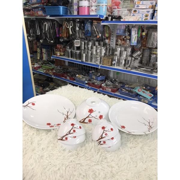 Bộ đồ ăn 9 sản phẩm hoa đỏ