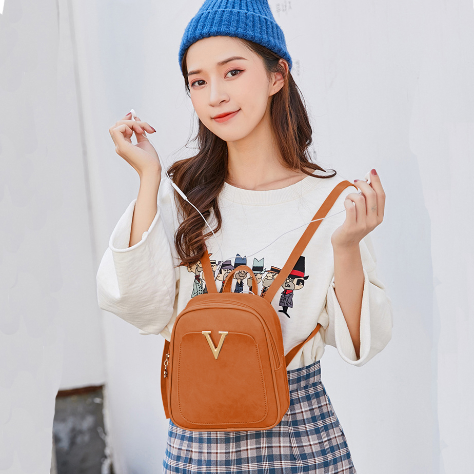 Balo Mini Nhỏ Xinh Chữ V Bl22 Da Trơn Mới