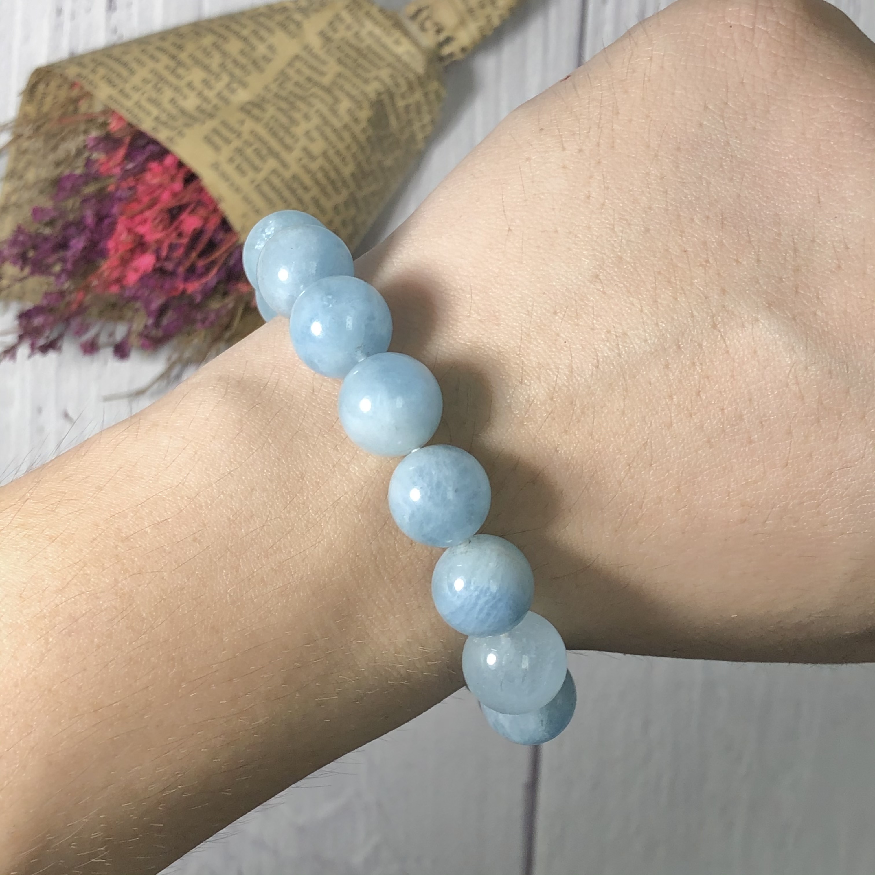 Vòng tay đá Aquamarine 12mm