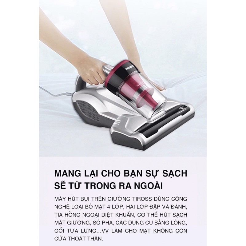 Máy hút bụi giường đệm, chăn ga gối, thảm, sopha Tiross TS9305 - Hàng Chính Hãng