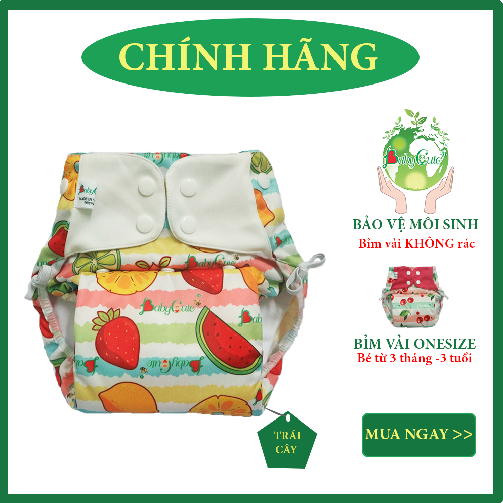 Tã vải BabyCute ban Đêm Siêu chống tràn - Mua 2 bộ tã size M (8-16kg) - Tặng 1 bỉm Cotton size 2 (10-15kg) - Giao mẫu ngẫu nhiên