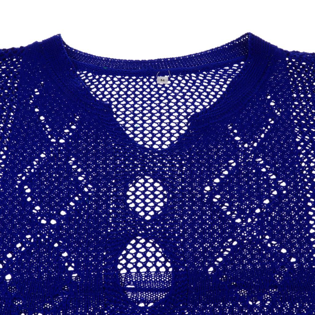 Beach Cover Up Crochet Swimsuit Hollow Out Flare Sleeve Swimwear for Women