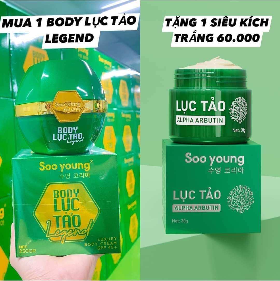 Combo 3 Hộp Kem Body Lục Tảo Soo Young Legend Mẫu Mới Tặng Kèm Kích Trắng