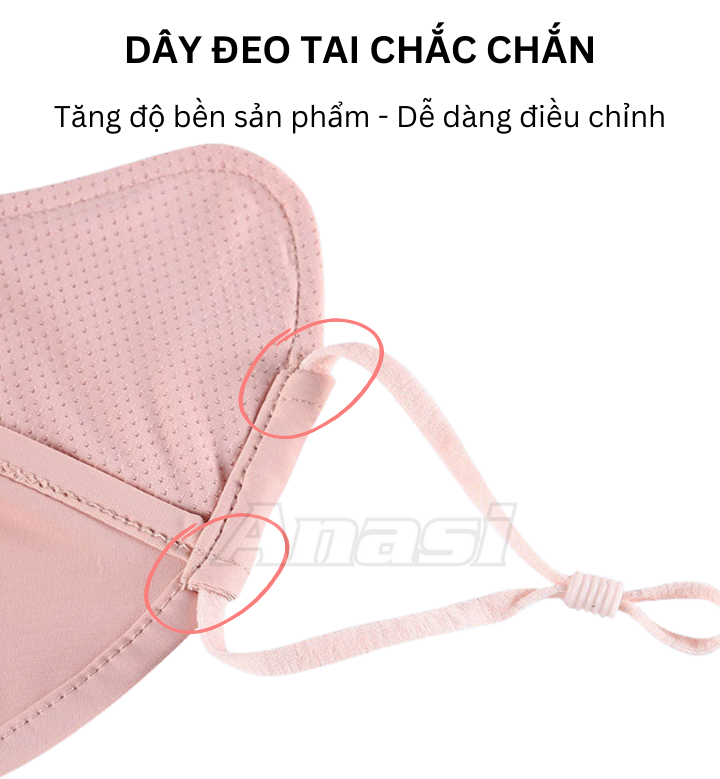 Khẩu trang chống tia UV Anasi LBD73 | Lụa băng DÀY cao cấp | UPF50+