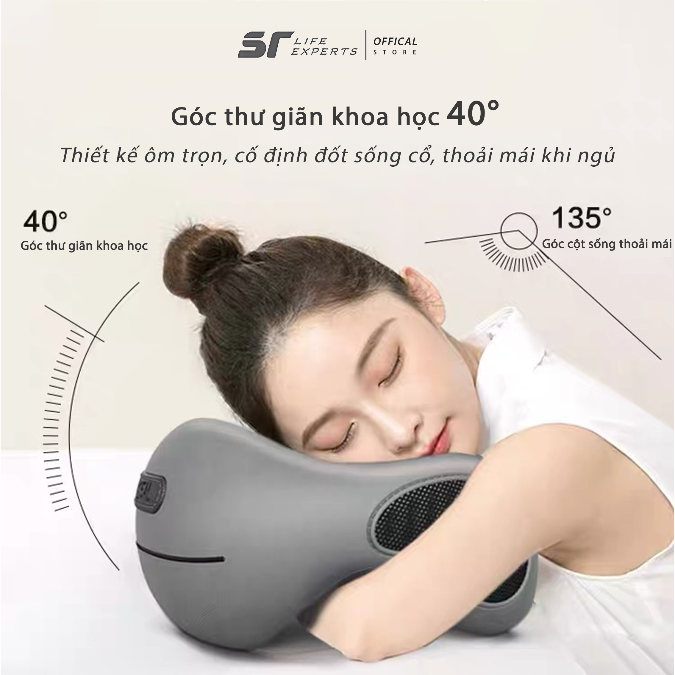 Combo Gối Cổ Và Tựa Lưng Tích Hợp Massage, Đệm Lưng Chống Gù, Giảm Đau Cột Sống Dùng Cho Văn Phòng, Ô Tô - Sairui - TL (Đen) & GC (Hồng)