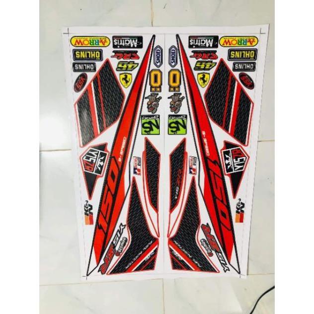 Tem xe ex 150 Y15ZR đỏ đen