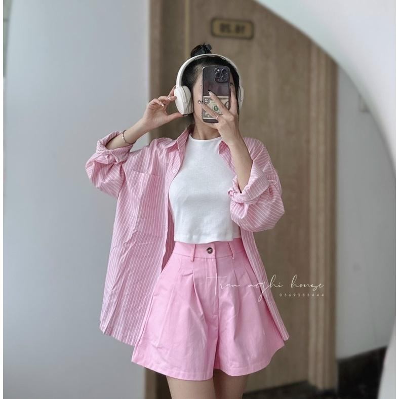 Freeship SET ÁO SƠ MI quần short áo 2d set 3 món Kgia fashion