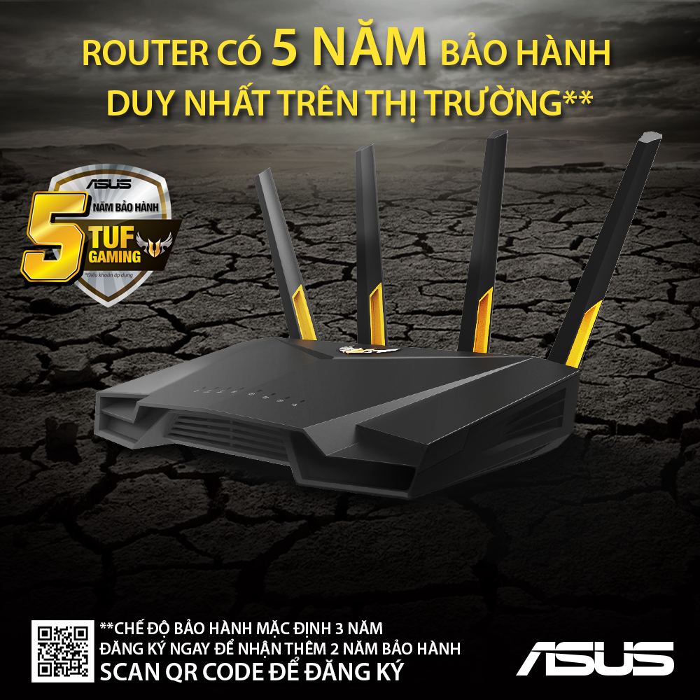 Router Wifi 6 ASUS TUF Gaming AX3000 Băng Tần Kép TUF-AX3000 - Hàng Chính Hãng