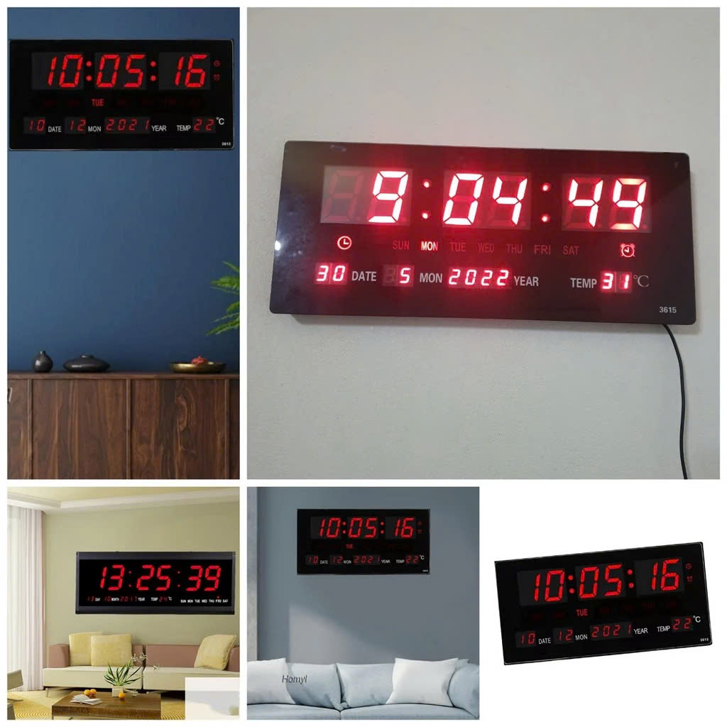 Đồng Hồ LED Vạn Niên Treo Tường Sang Trọng, Độc Đáo Có Lịch, Báo Nhiệt Độ, Báo Thời Gian