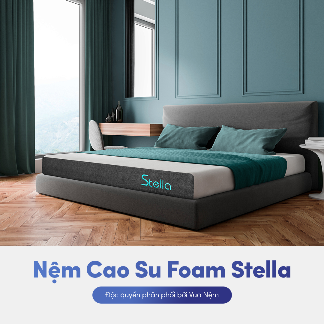 [Độc Quyền] Nệm Cao Su Thiên Nhiên Foam Cao Cấp Kim Cương Stella 15cm Công Nghệ Kháng Khuẩn Chuẩn Châu Âu, Độ Đàn Hồi Tối Ưu, Nâng Đỡ Cơ Thể Tuyệt Đối