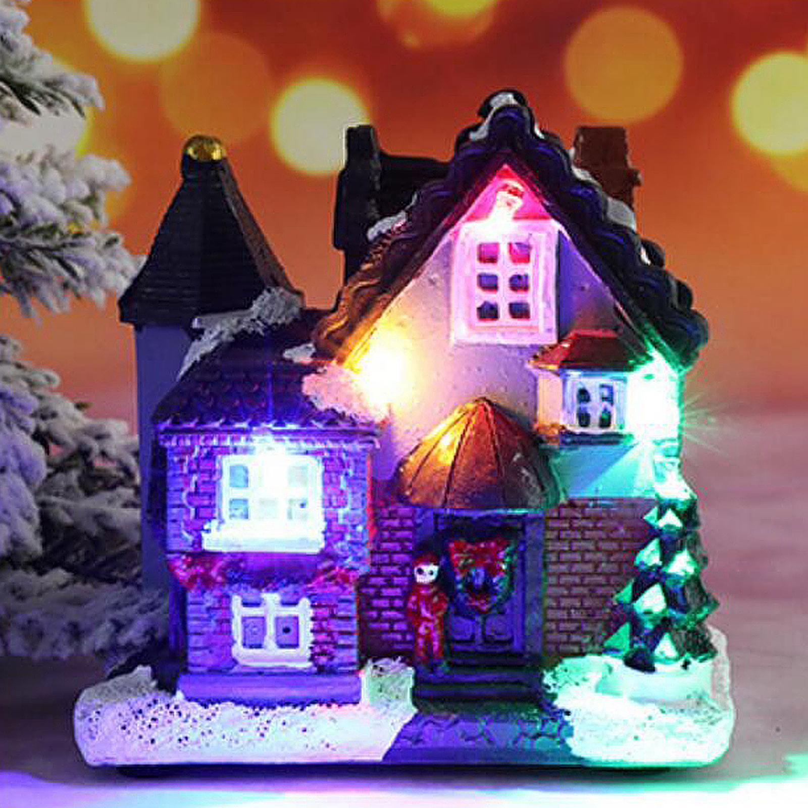 Tượng trang trí Giáng sinh Hình Ngôi làng bằng đèn LED hoạt động bằng pin