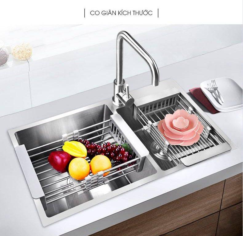 Khay Inox Gác Bồn Rửa Chén Thông Minh Điều Chỉnh Được Kích Thước, Rổ Treo Bồn Rửa Bát Đa Năng Bền Đẹp Siêu Tiện Lợi - CH Hương Thị Miễn Phí Vận Chuyển