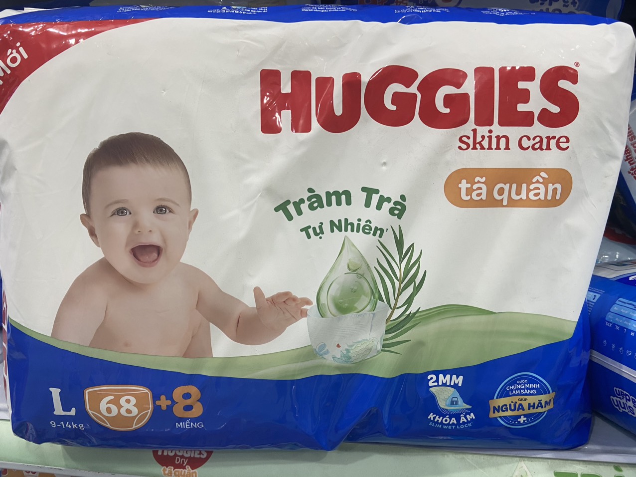 Tã Quần Huggies Dry L68 tràm trà  - HSD Luôn Mới