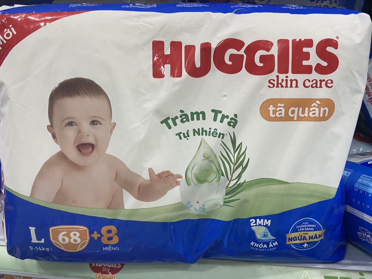 Tã Quần Huggies Dry L68 tràm trà ( 9-14kg) - HSD Luôn Mới