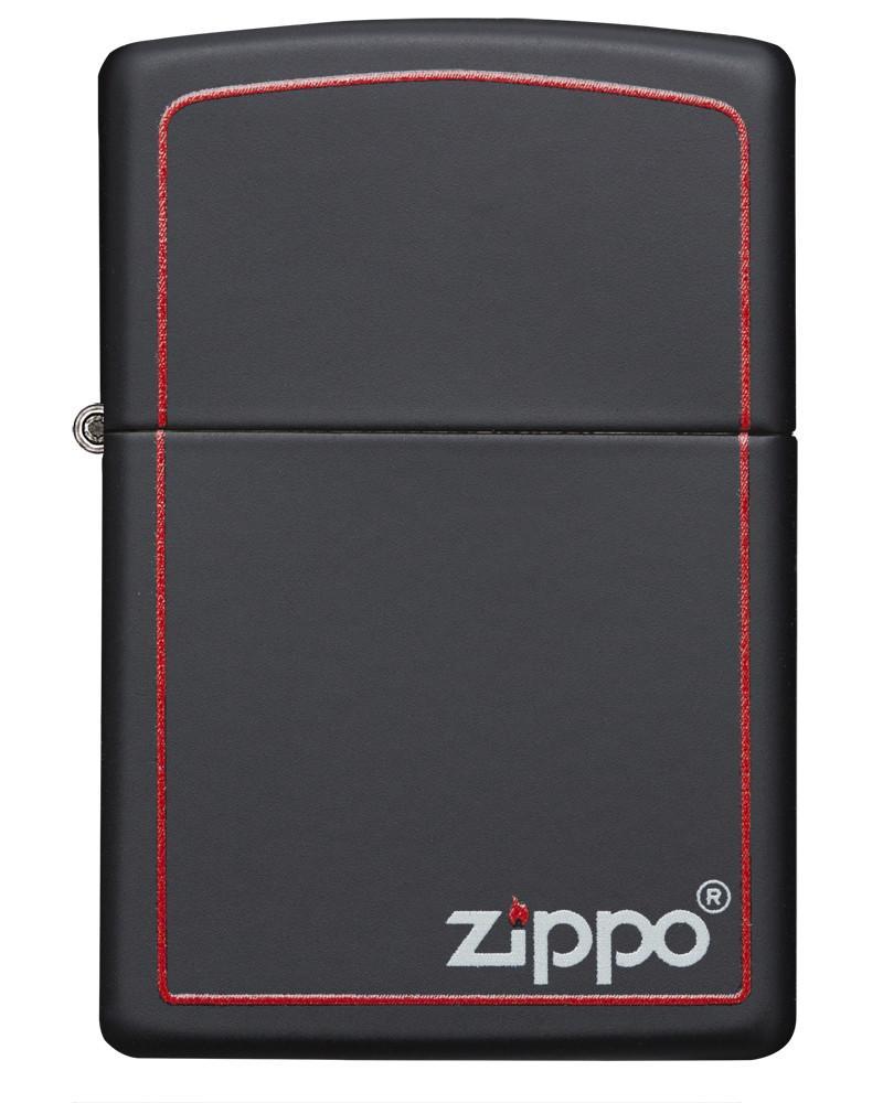 Bật Lửa Zippo Black Matte with Zippo Logo and Border