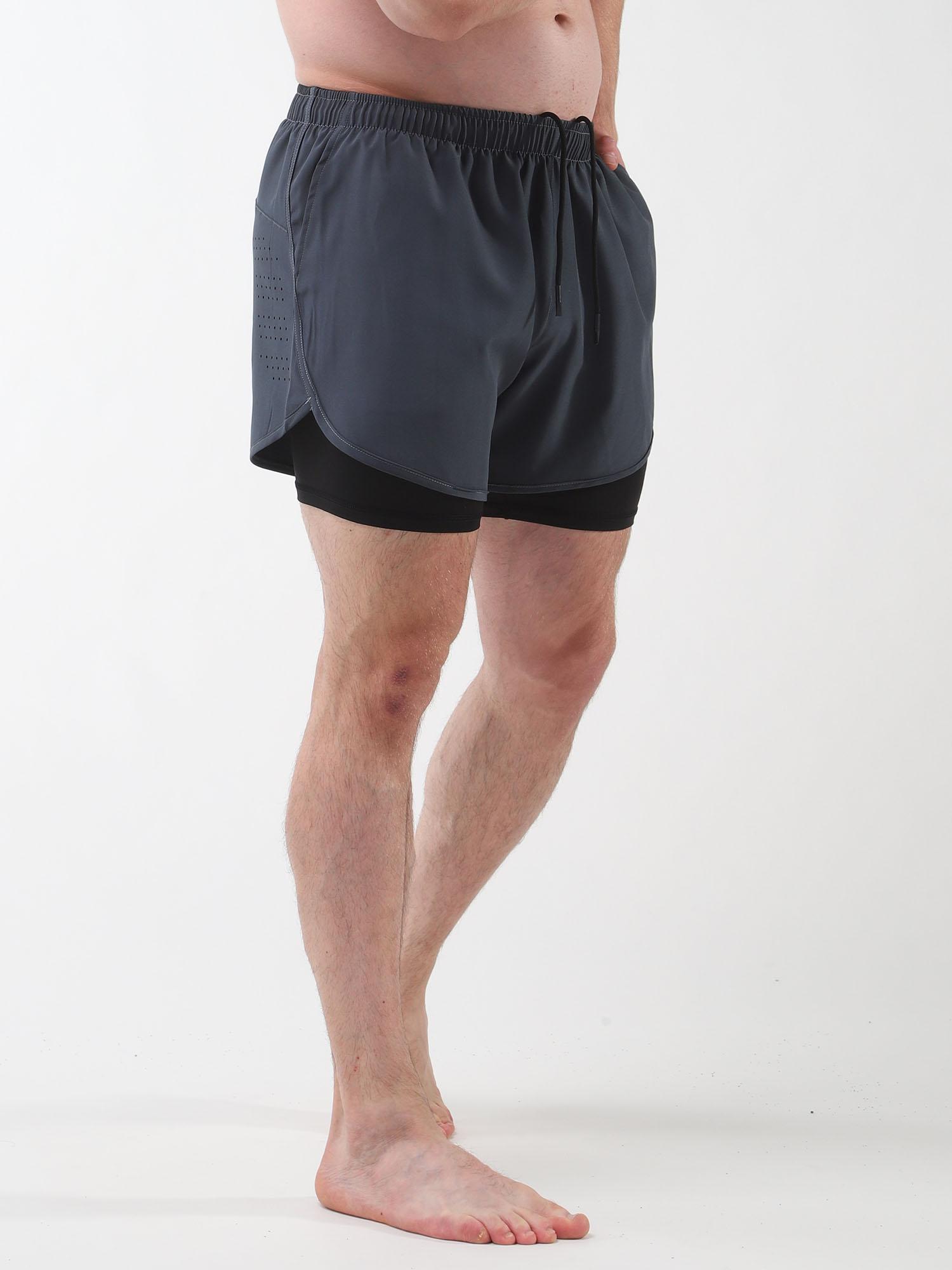 Quần short thể thao nam có lót 2 trong 1 kèm túi Quần short thể dục chạy xe đạp nhanh khô