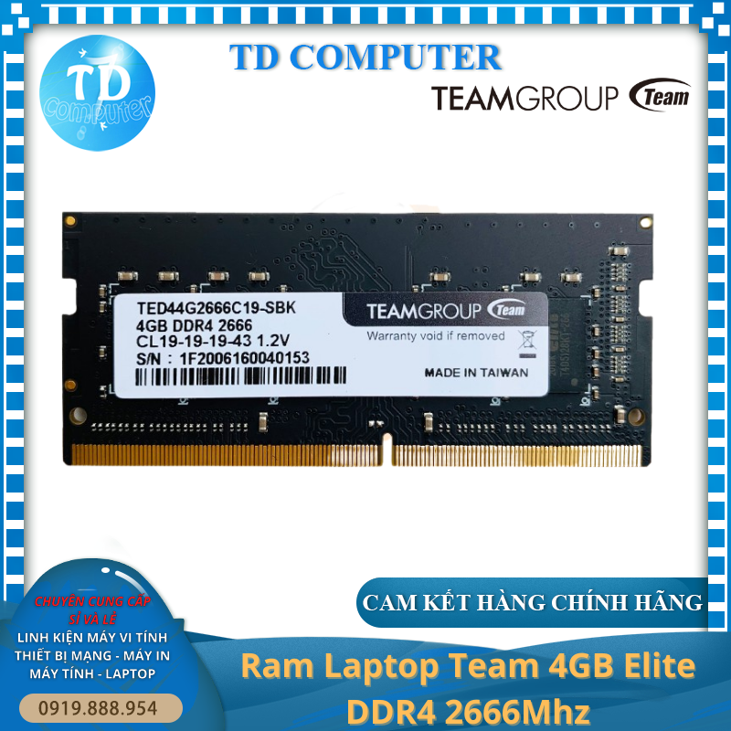 Ram Laptop Team 4GB Elite DDR4 2666Mhz - Hàng chính hãng NetworkHub phân phối