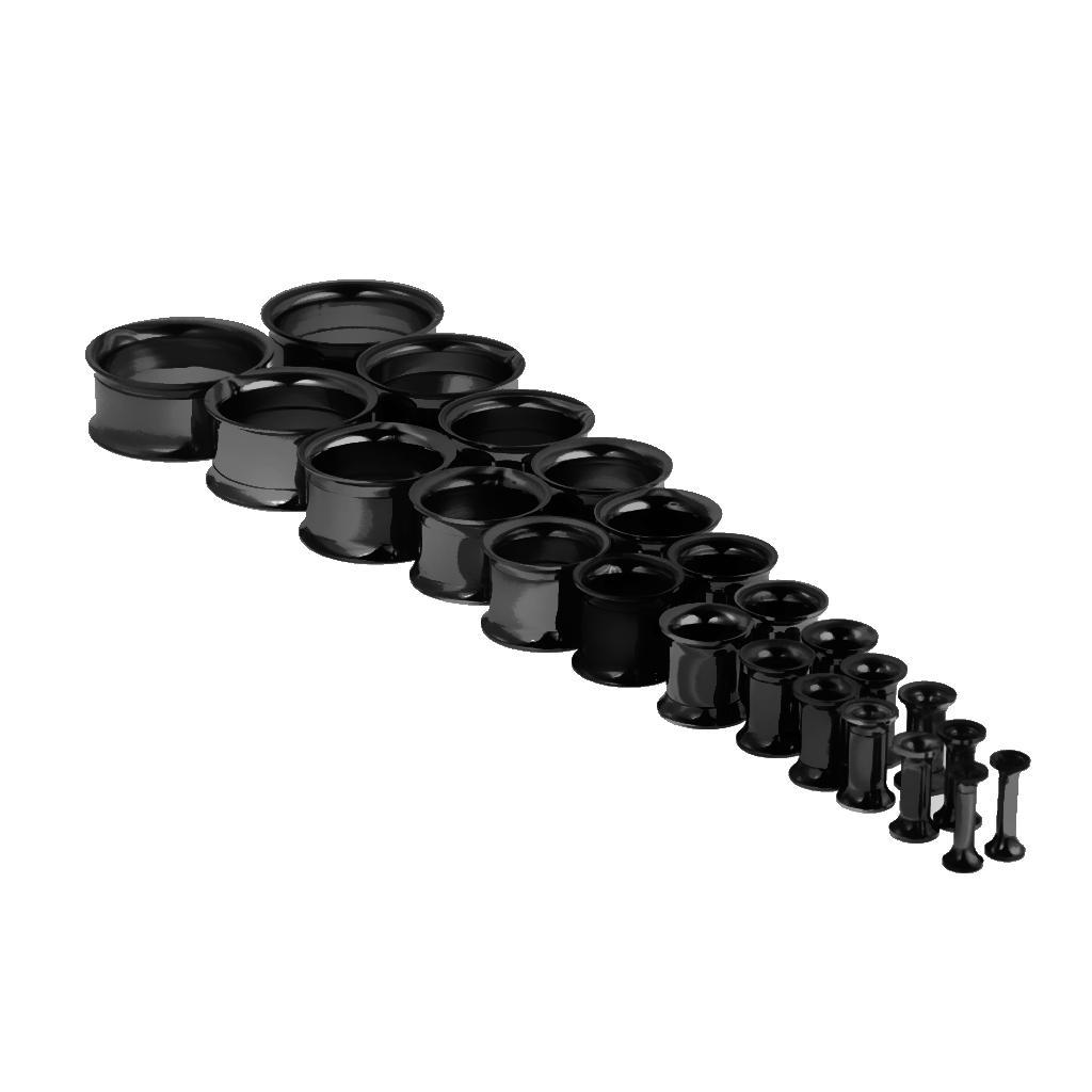 Black Stainless Steel Ear Tunnels Screw Expander Ear Gauges