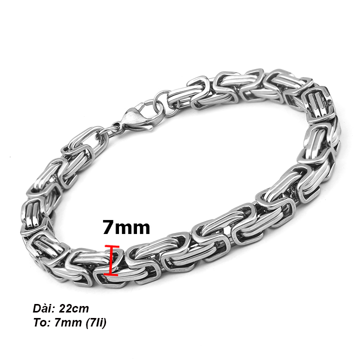 Lắc tay nam kiểu ziczac 7li MVT047T Không đen không gỉ sét