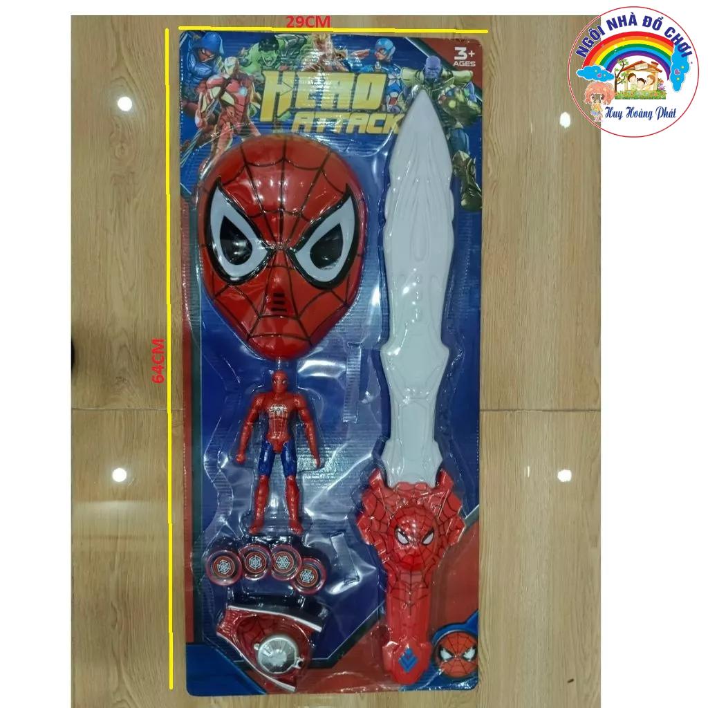 Bộ đồ chơi Spiderman: Phụ kiện gồm: Người nhện, Kiếm phát sáng, mặt nạ Siêu nhân... HERO ATTACK. Kích thước: Dài 64cm*Rộng 29cm