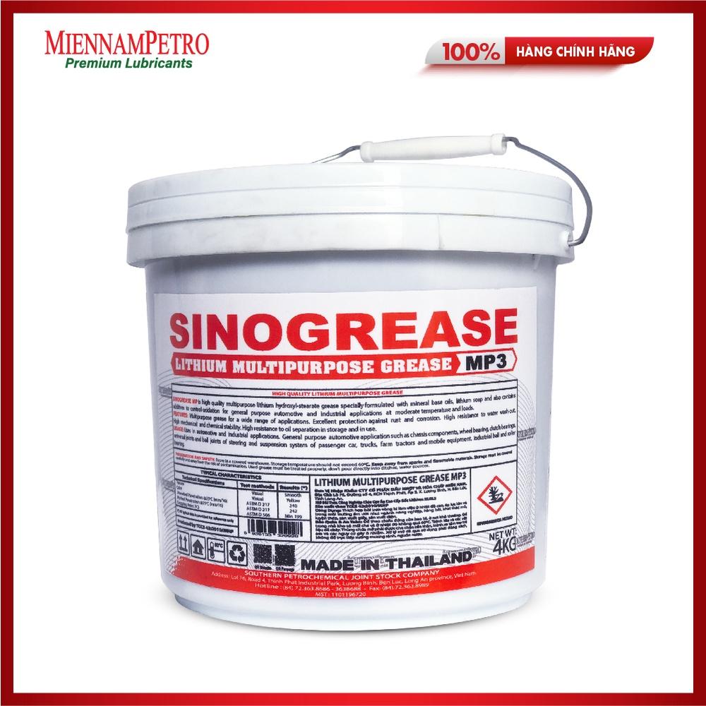 Mỡ Bôi Trơn MiennamPetro Sinogrease Lithium MP3 4KG Đa Dụng Bảo Vệ ​Xe Ô Tô Công Nghiệp Cao Cấp