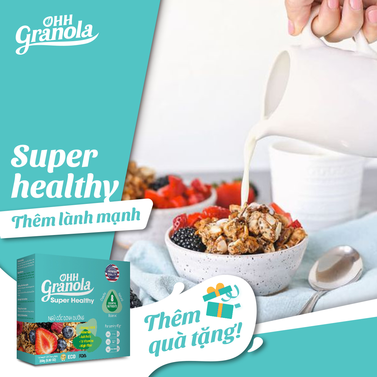 Hình ảnh OHH Granola  Ngũ Cốc Hạt Mix Trái Cây Sấy Best Seller TIKI - Tiết Kiệm Combo 2 Hôp (Sung Mỹ, Chà Là Israel, Nam Việt Quốc)- Ăn Sáng -  Dòng Super Healthy Ăn Vặ tGiảm Cân 02 hộp x 250g, Tiêu Chuẩn FDA - Hoa Kỳ