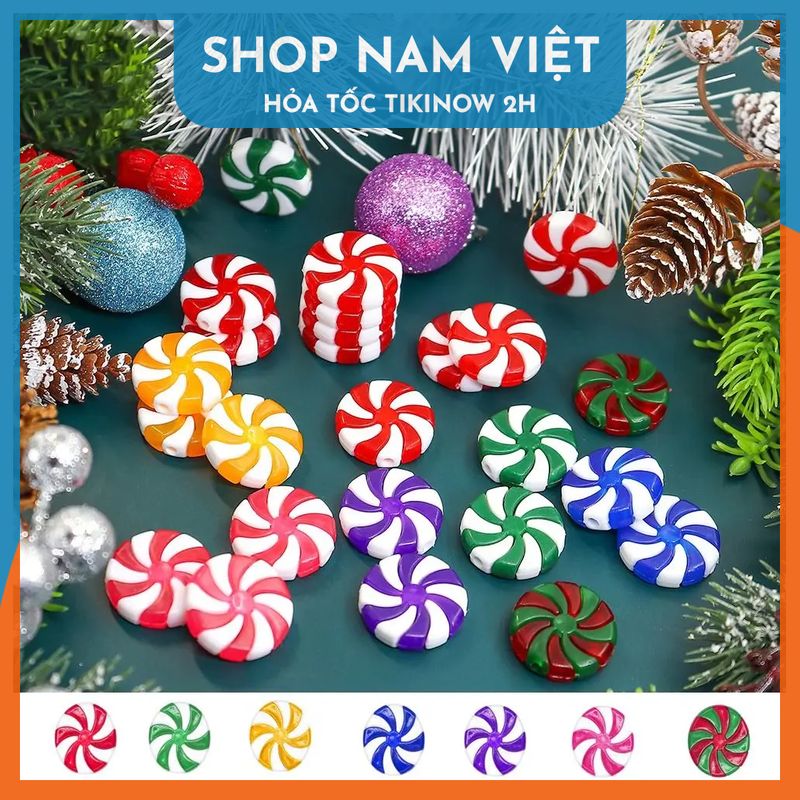 Set 6 Viên Kẹo Xoắn Ốc Bằng Nhựa Trang Trí Cây Thông Giáng Sinh