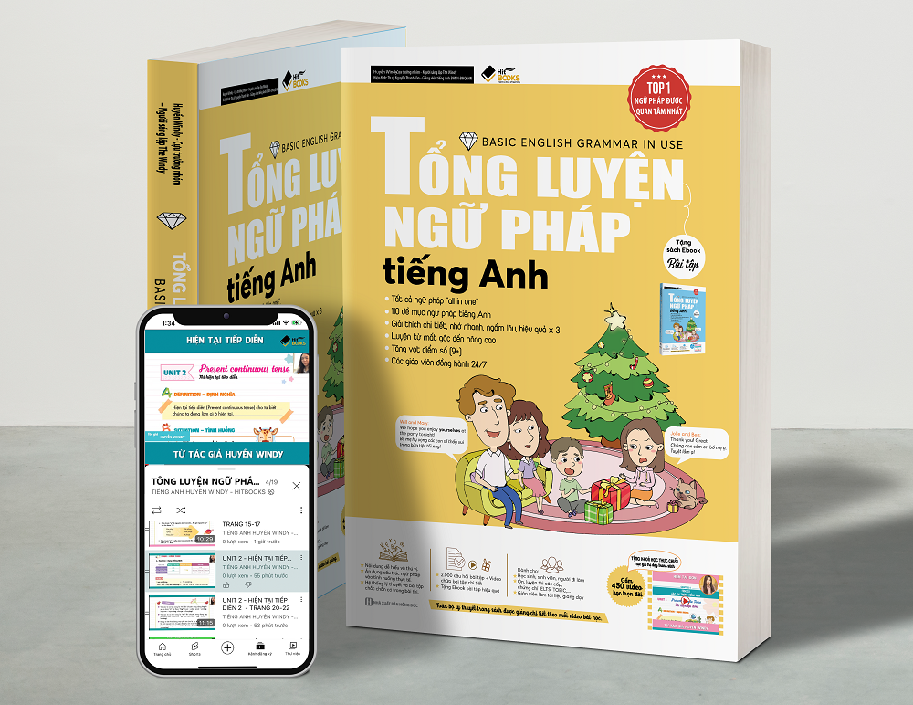 Sách - Tổng luyện ngữ pháp Tiếng Anh - Tặng kèm khóa học online + Ebook bài tập - Bản màu - HITBOOKS